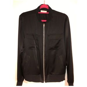 Equipment Women's Black Abbot Silk Bomber Jacket